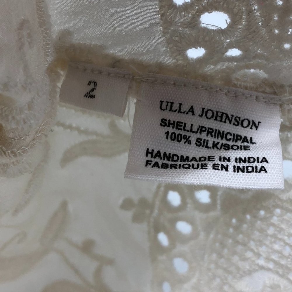 Ulla Johnson Adrienne Scalloped  Silk Eyelet Victorian Blouse Off White Size 2 - Picture 7 of 16